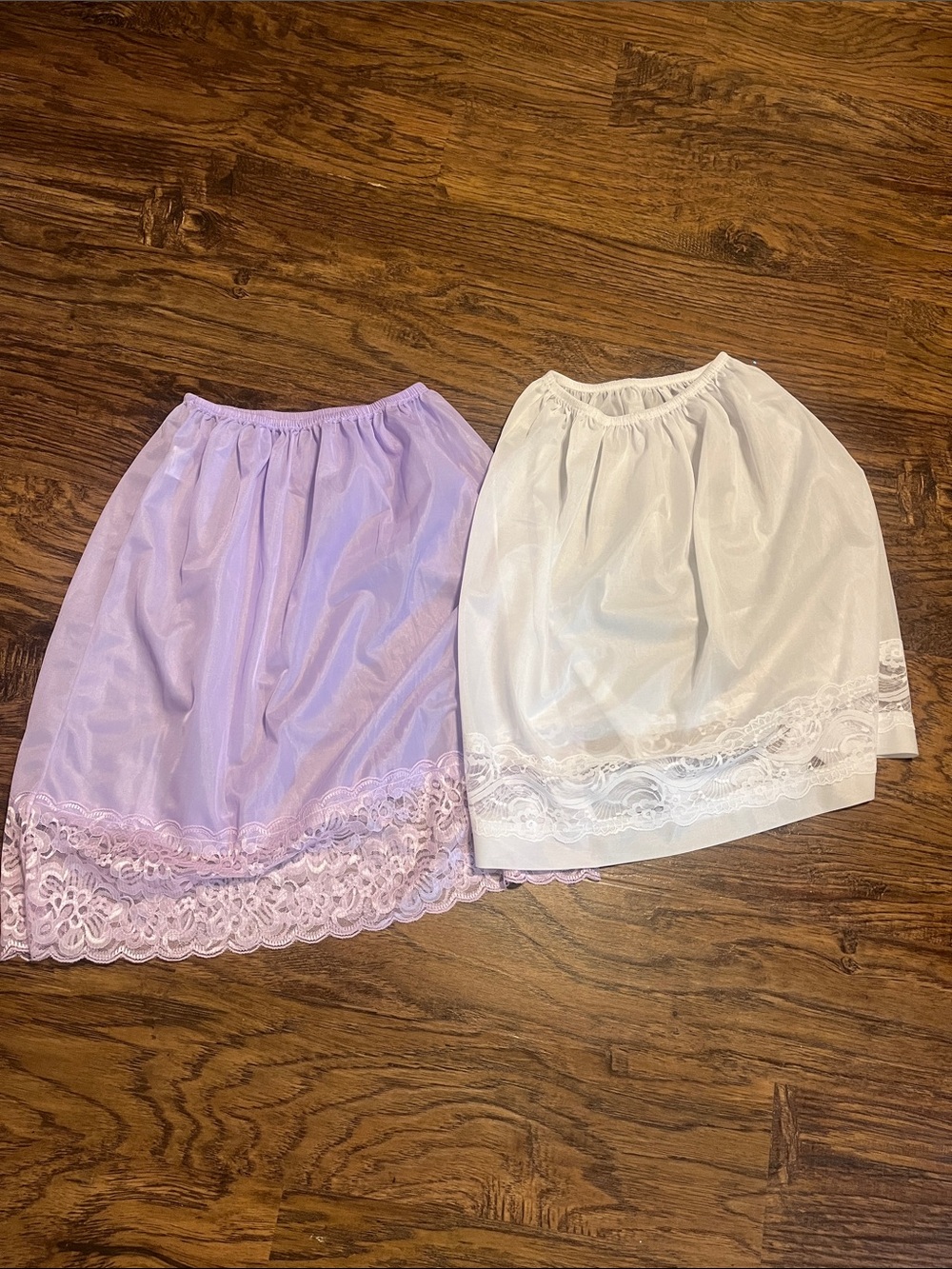 Lace-Hem Half Slip Skirts in Lavender and White